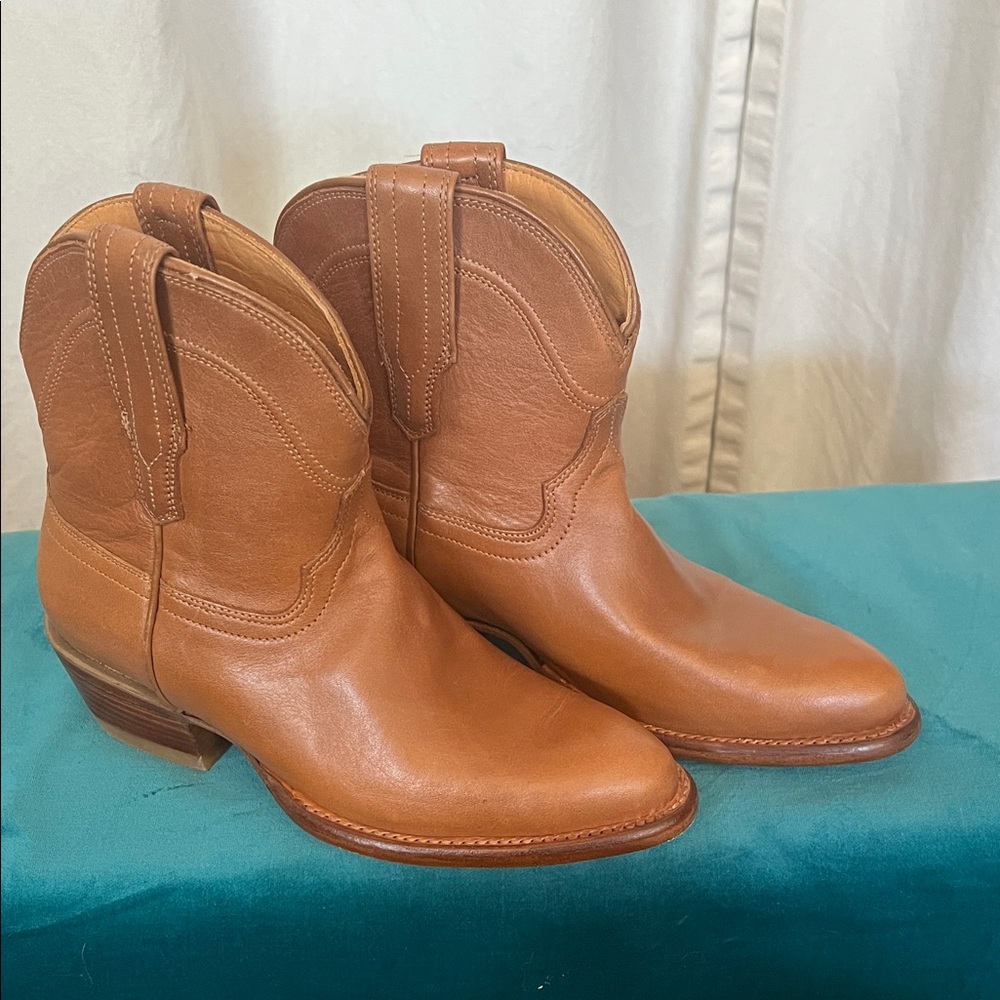 Tecovas Tan Leather Western Ankle  Boots the Penny cowgirl western rodeo sz 5